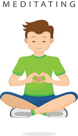 思考打坐冥想男孩