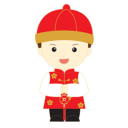 一个手绘的卡通男孩
