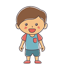 彩色手绘圆弧男孩元素