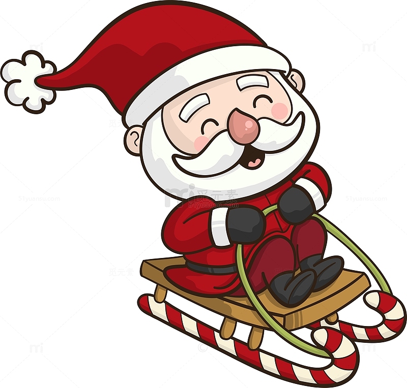 矢量滑雪橇的圣诞老人