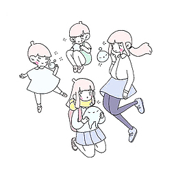玩耍的一群小女孩