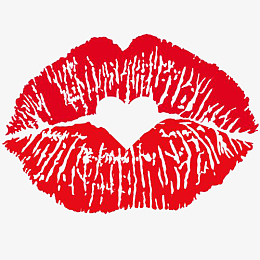 红色美女唇印