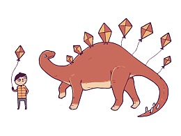 矢量红色恐龙和风筝