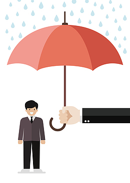 红色的雨伞和商务人士