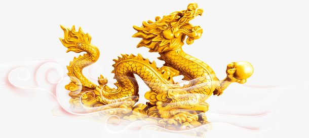 卡通蛟龙戏珠和云纹png