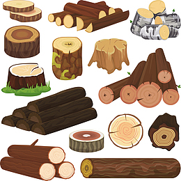 木头和树根矢量图