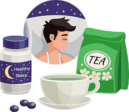 茶叶和安眠药矢量图
