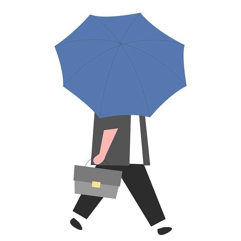 一个撑着雨伞的白领