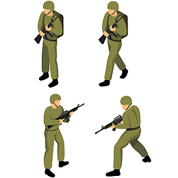 拿着步枪的军人矢量图