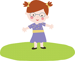 手绘卡通人物紫色裙子女孩素材