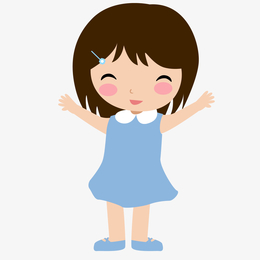 卡通张开双手的女孩