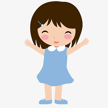 卡通张开双手的女孩