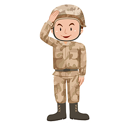 敬礼的军人设计矢量图