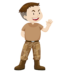 卡通挥手的军人设计