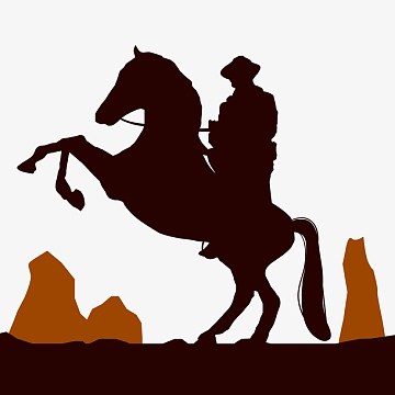 创意骏马上的西部牛仔剪影矢量图