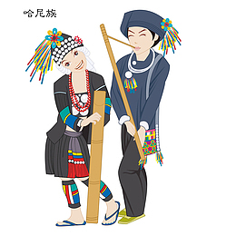 哈尼族人物设计矢量图