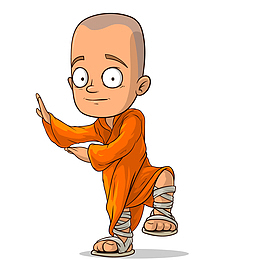 卡通少林寺的武僧矢量图