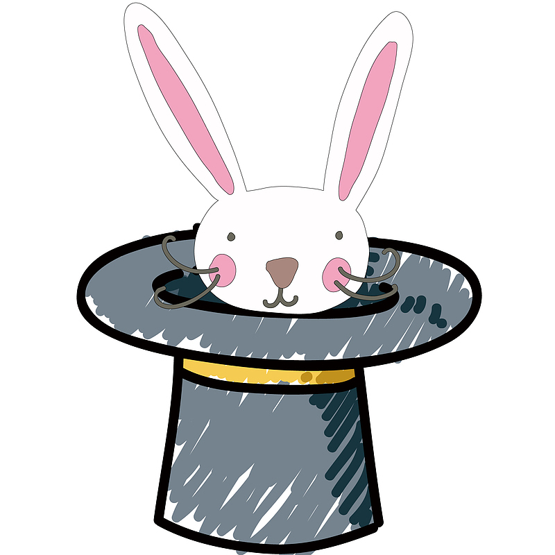 卡通魔术帽里的兔子设计