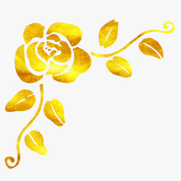 中国风传统金色玫瑰花节日边角免