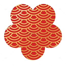 红色花朵祥云装饰图案元素
