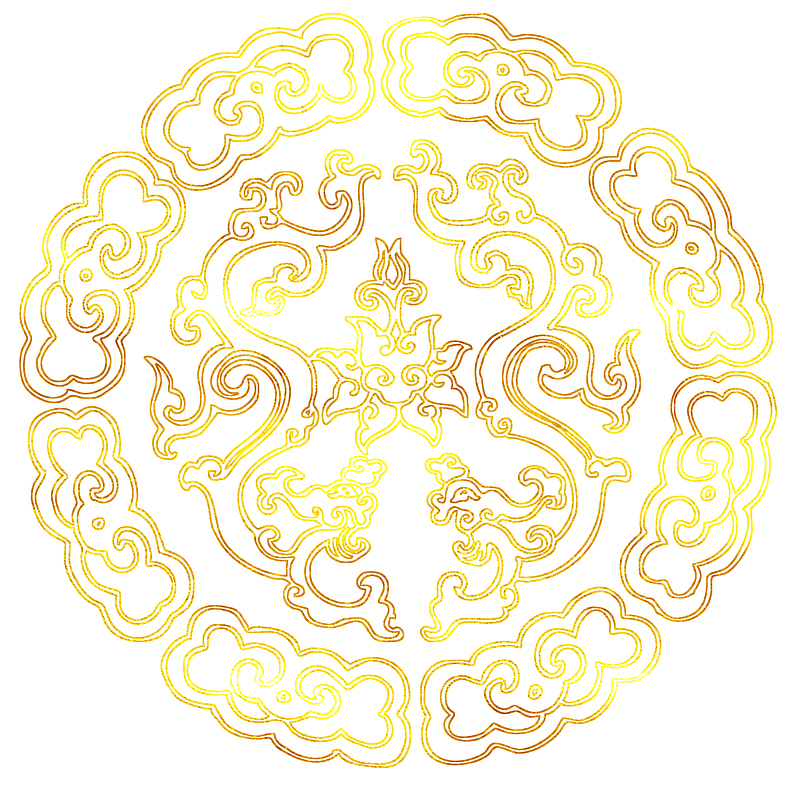 中国传统图案金色烫金花纹免抠图
