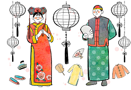 中国婚礼传统插画