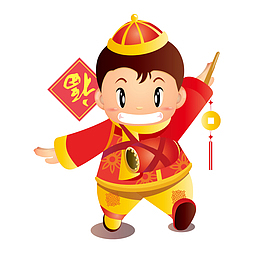 卡通新年春节氛围
