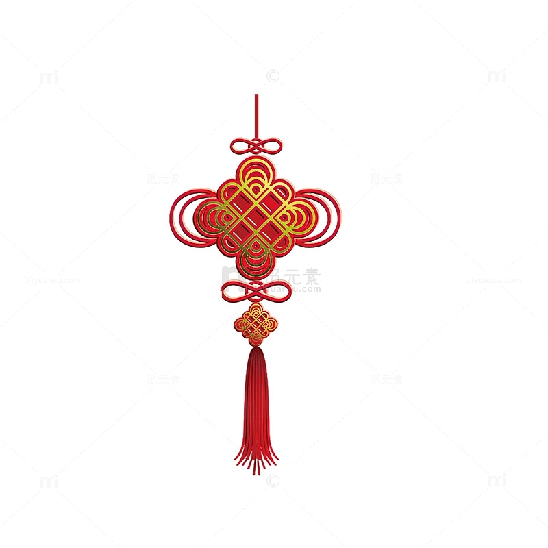 红色传统富贵中国结元素