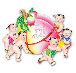 2019年春节卡通中国风仙桃娃娃