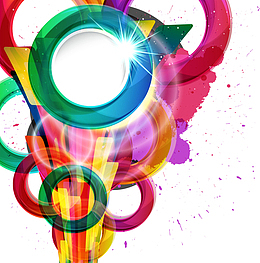 发光七彩圆圈背景装饰矢量图