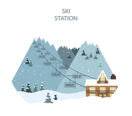 雪山上的滑雪中心