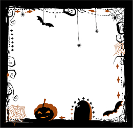 卡通万圣节墓地边框