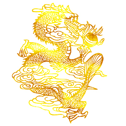 中国风金龙戏珠烫金免抠图