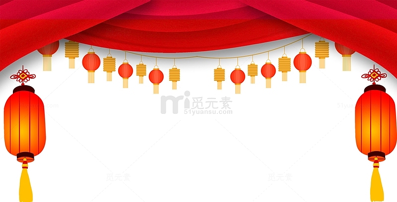 彩绘中国风元旦红色banner