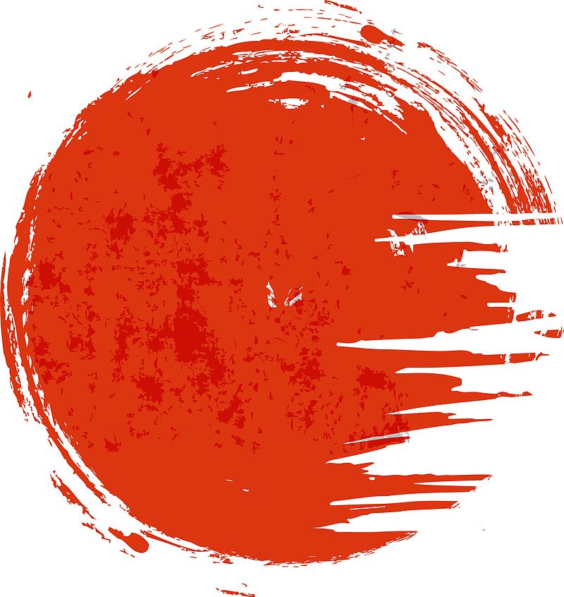 中国风手绘红日素材矢量
