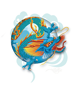 蓝色大气立体创意龙形象免抠