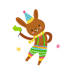 庆祝生日兔子矢量图
