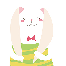 卡通拉着耳朵的小兔子