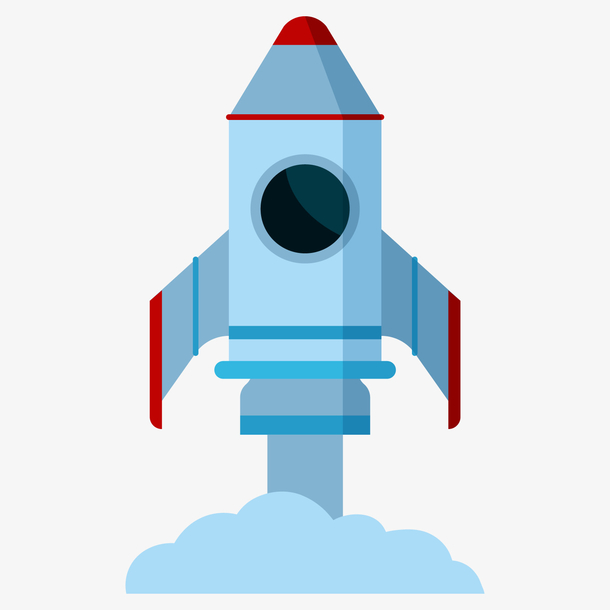 一只扁平化的卡通载人火箭