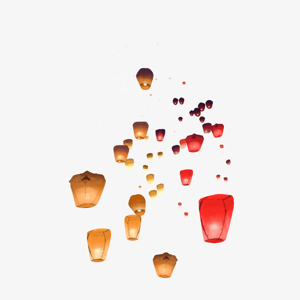 创意中秋节孔明灯矢量图