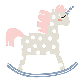 可爱木马矢量手绘