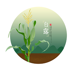 白露二十四节气清新绿叶