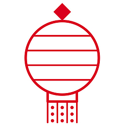 红色线性装饰灯笼设计图