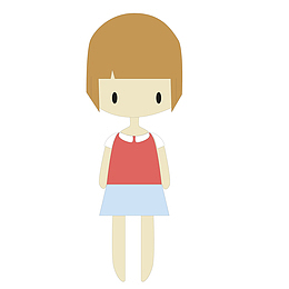 彩色圆弧女生卡通插画