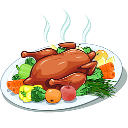 感恩节烤火鸡插画