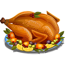 感恩节烤火鸡插画