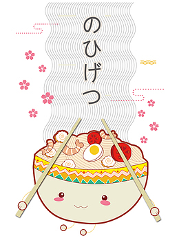 日系Q萌日式龙须面宣传海报
