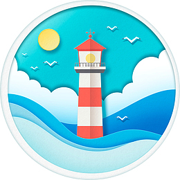 立体灯塔剪纸海报装饰