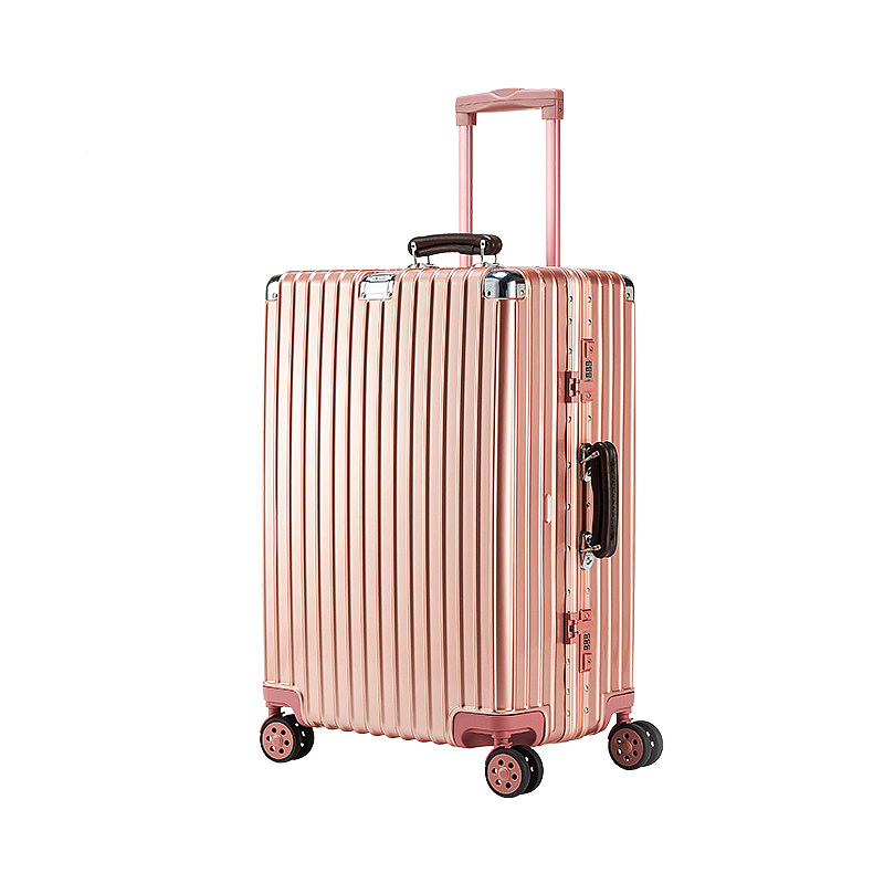 侧面粉色旅行箱实物图