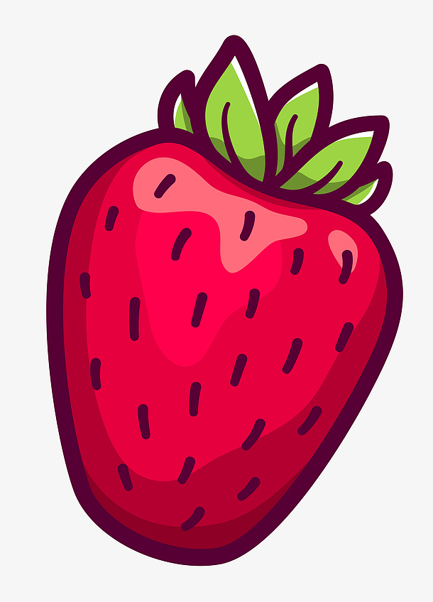 彩色手绘草莓食物元素